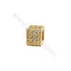7x7x7mm  Cube Brass Beads  (Gold Rhodium Black Rose Gold) Plated   CZ Micropave  Hole 4x4mm  20pcs/pack