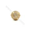 12mm  Round Brass Beads  (Gold Rhodium Black Rose Gold) Plated   CZ Micropave  Hole 1.5mm  10pcs/pack