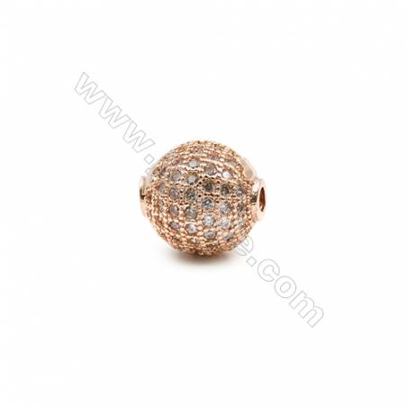 10mm  Round Brass Beads  (Gold Rhodium Black Rose Gold) Plated   CZ Micropave  Hole 2mm  10pcs/pack