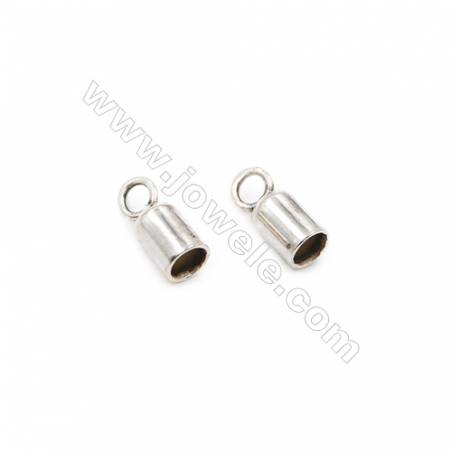 925 Sterling Silver Cord Ends  Size: 3x4mm  inner Diameter 2mm  Hole 1.5mm  80pcs/pack