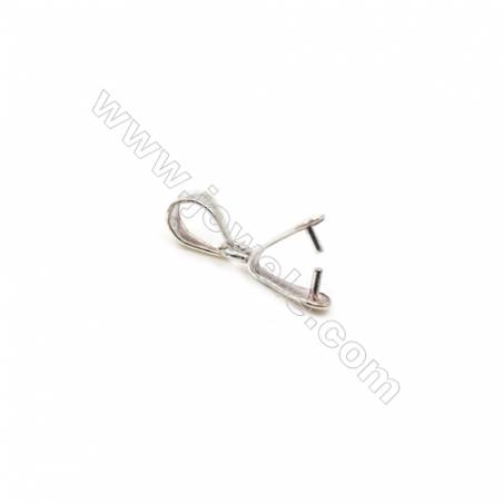 925 Sterling Silver Pinch Bail  Size: 6x14mm  Pin 0.6mm  30pcs/pack
