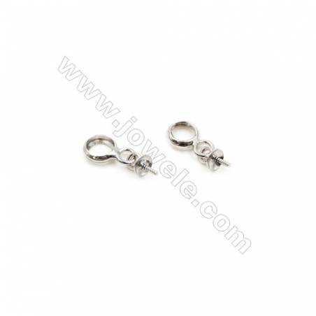 925 Sterling Silver Pinch Bail for Half Drilled Beads  Size 5x11mm  tray 3mm  Pin 0.6mm  50pcs/pack