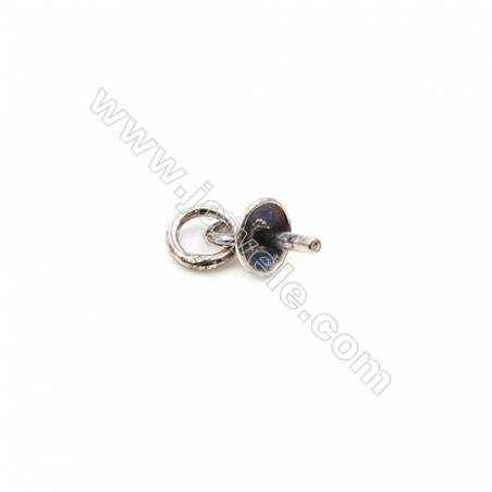 925 Sterling Silver Pinch Bail for Half Drilled Beads  Length 6mm  tray 3mm  Pin 0.7mm  100pcs/pack