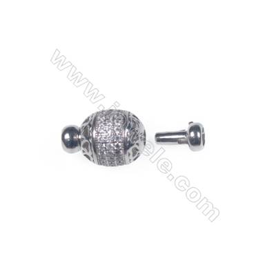 Wholesale 925 silver platinum plated zircon jewelry findings ball clasp-841129 11x20mm