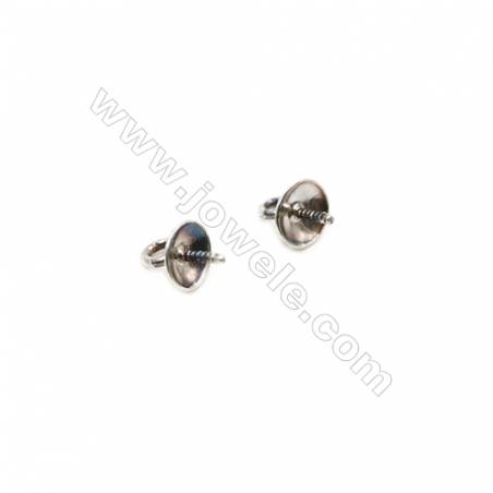 925 Sterling Silver Pinch Bail  Length 5.6mm  tray 4mm  Pin 0.6mm  Hole 0.6mm  140pcs/pack