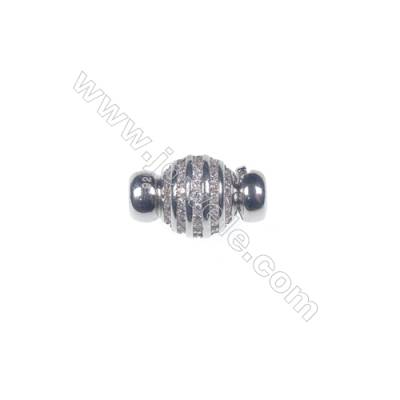 Wholesale 925 silver platinum plated zircon jewelry findings ball clasp-841130 9x15mm