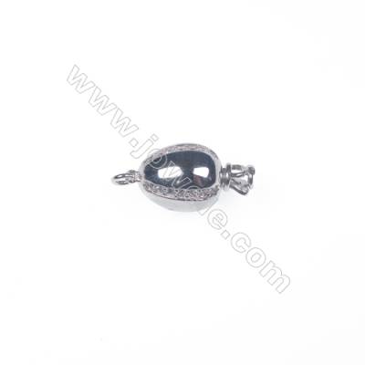 Wholesale 925 silver platinum plated zircon jewelry findings ball clasp-841157 10x19mm