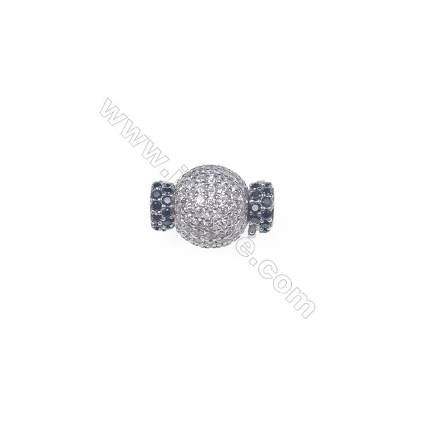 Wholesale 925 silver platinum plated zircon jewelry findings ball clasp-841131 11x17mm