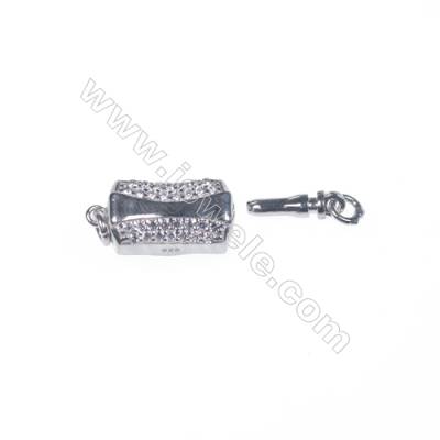 Wholesale 925 sterling silver platinum plated zircon jewelry findings clasp-841097 5x8x18mm