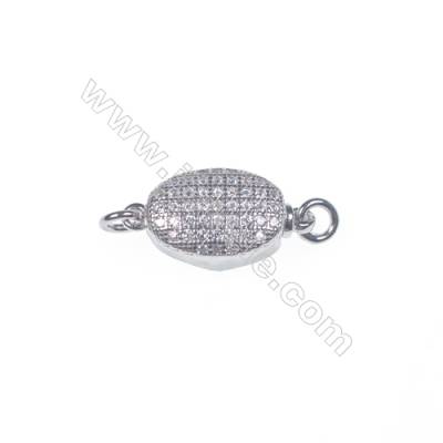 Wholesale 925 silver platinum plated zircon jewelry findings ball tab clasp-83873 5x8x16mm