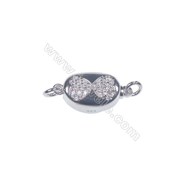 Wholesale oval platinum plated 925 sterling silver box clasps connectors for Pearl Jewelry Making-841098 x 1pc 6x8x16mm
