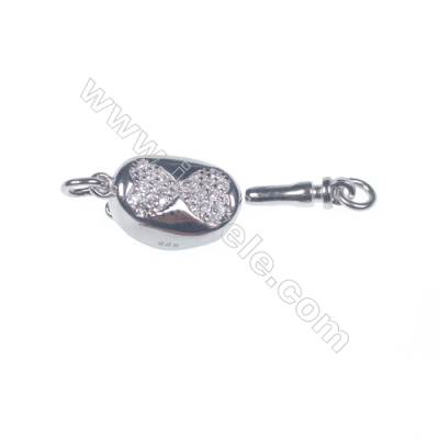 Wholesale oval platinum plated 925 sterling silver box clasps connectors for Pearl Jewelry Making-841098 x 1pc 6x8x16mm