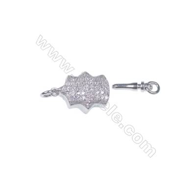 Wholesale oval platinum plated 925 sterling silver box clasps connectors for Pearl Jewelry Making-83863 x 1pc 5x7x17mm