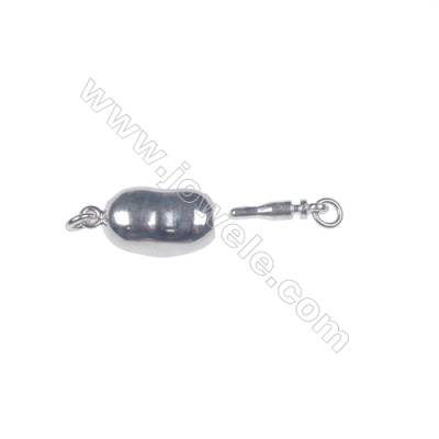 Wholesale oval platinum plated 925 sterling silver box clasps connectors for Pearl Jewelry Making--83755 x 1pc 5x7x16mm
