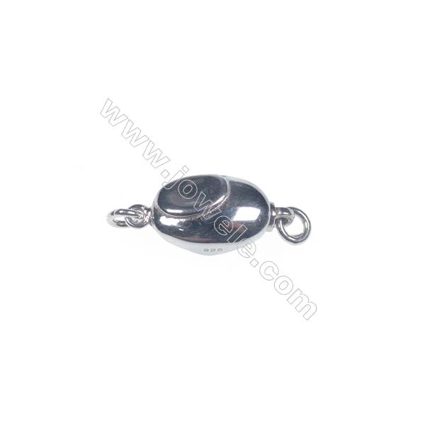 Smooth oval platinum plated 925 sterling silver box clasps connectors for Pearl Jewelry Making-83651 x 1pc 5x8x16mm