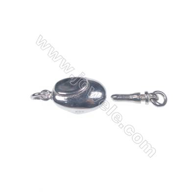 Smooth oval platinum plated 925 sterling silver box clasps connectors for Pearl Jewelry Making-83651 x 1pc 5x8x16mm