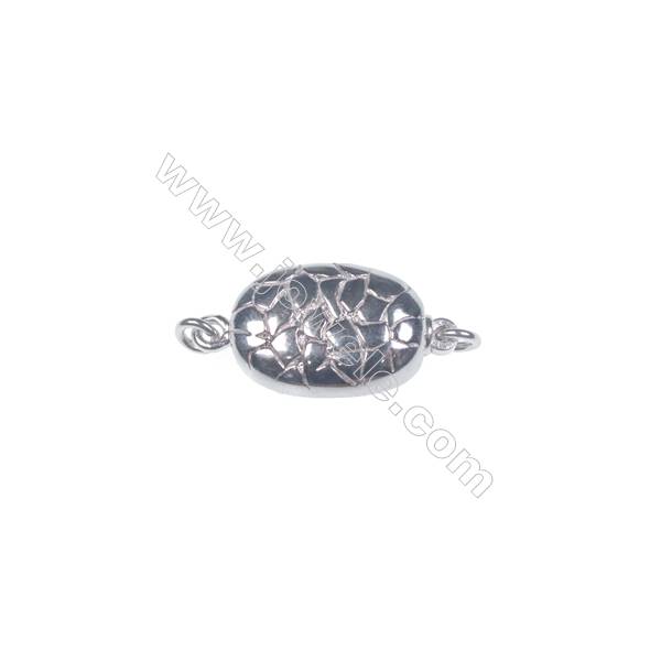 Wholesale oval platinum plated 925 sterling silver box clasps connectors for Pearl Jewelry Making-841151 x 1pc 6x10x20mm