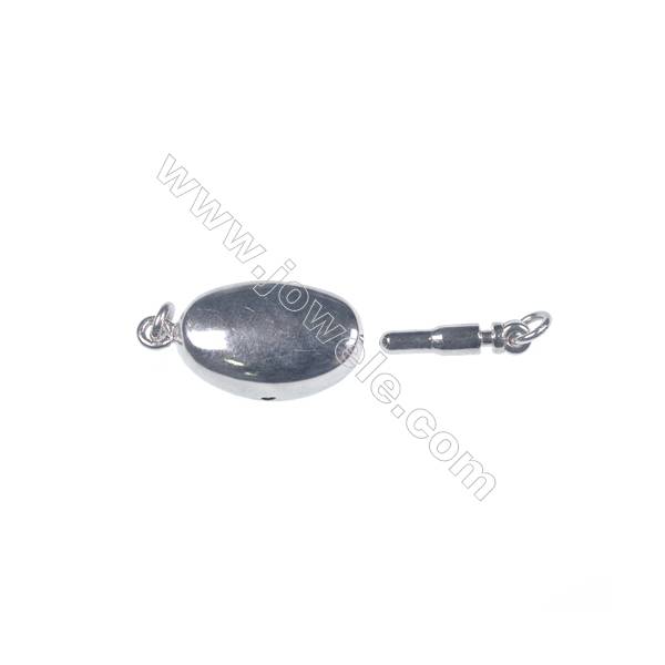 Necklace connector platinum plated 925 sterling silver oval box clasps connectors for Pearl Jewelry Making-841101 x 1pc 6x9x19mm