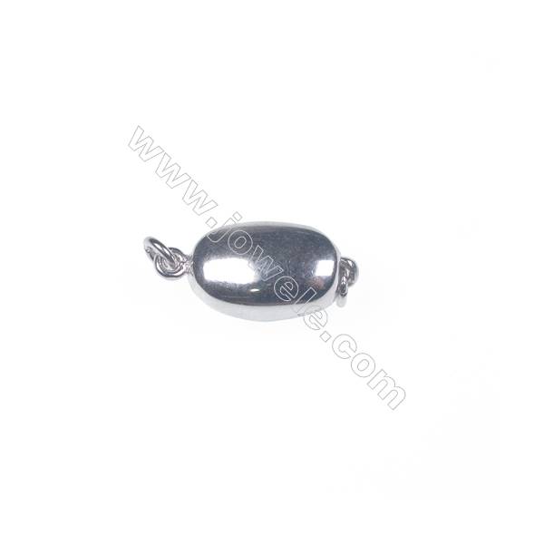 Jewelry connector platinum plated 925 sterling silver oval box clasps connectors for Pearl Jewelry Making-83758 x 1pc 5x7x15mm