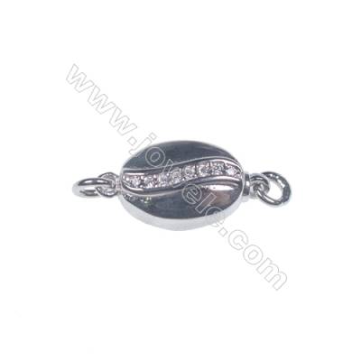 Jewelry connector platinum plated 925 sterling silver oval box clasps connectors for Pearl Jewelry Making-841163 x 1pc 6x8x16mm