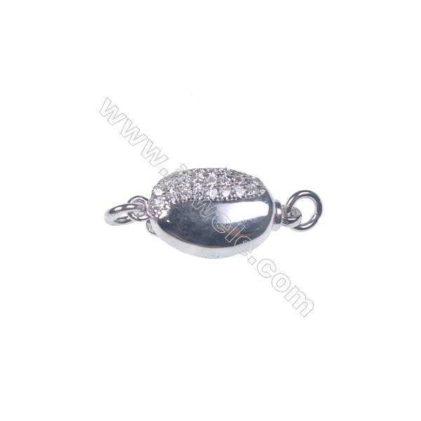 Platinum plated 925 sterling silver oval box clasps connectors for Pearl Jewelry Making-83844 x 1pc 5x8x16mm