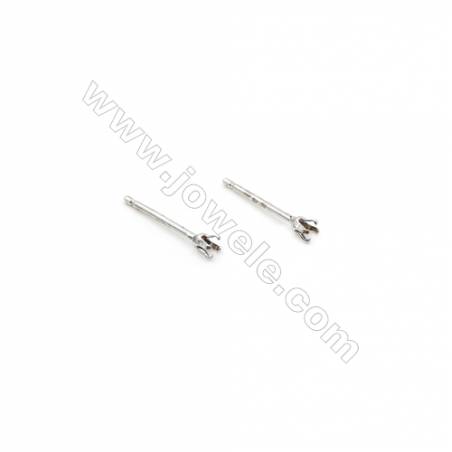 925 Sterling Silver Ear Stud  Tray 2mm  Pin 0.7mm  100pcs/pack