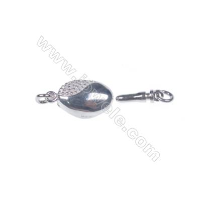 Platinum plated 925 sterling silver oval box clasps connectors for Pearl Jewelry Making-83742 x 1pc 5x8x16mm