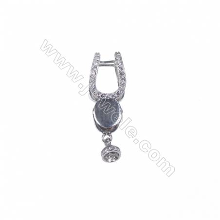 Fancy jewelry sterling silver zircon clip clasps for pendant making-841165 x 1pc 9x25mm