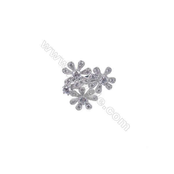 Wholesale sterling silver zircon cllip clasps tab clasp for jewelry making-83918 x 1pc 25x25mm