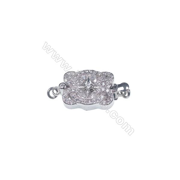 925 sterling silver zircon box clasps tab clasp for jewelry making-83694 x 1pc 6x11x20mm
