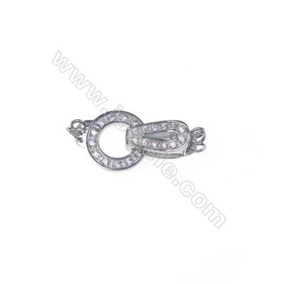 Silver findings clasp for jewelry making platinum plated zircon connector -83803 x 1pc 6x6x13mm