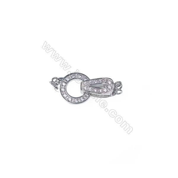 Silver findings clasp for jewelry making platinum plated zircon connector -83803 x 1pc 6x6x13mm