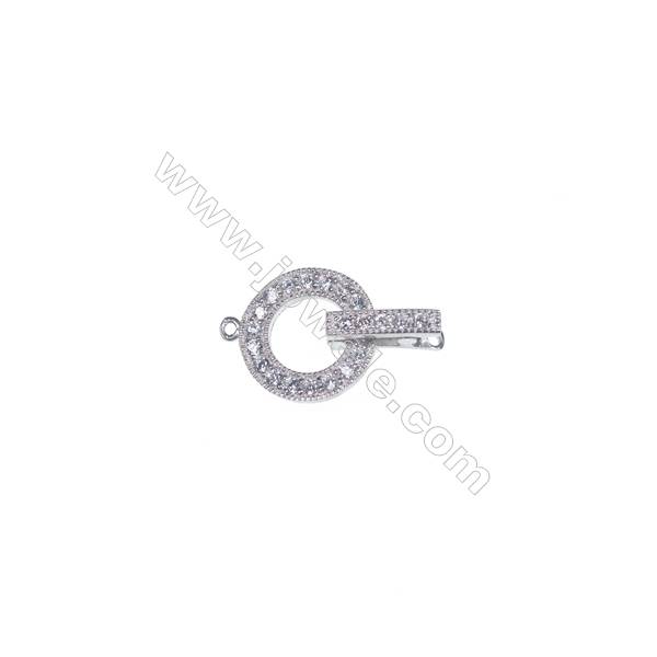 Wholesale 925 silver clamp clasp platinum plated zircon clasp connector-83049 x 1pc 3x5x11mm