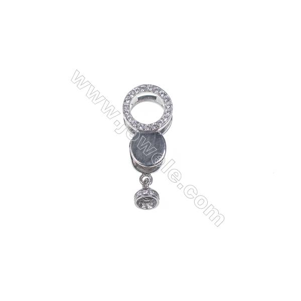 925 Silver findings platinum plated zircon connecting clasp for necklace jewelry making-841164 x 1pc 7x10x20mm