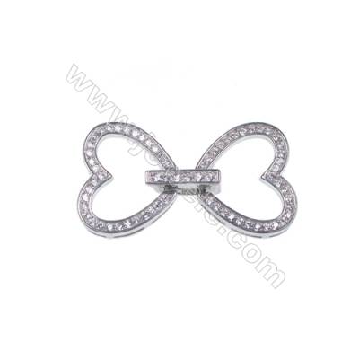 925 silver platinum plated heart shape spacer connector clasp for necklace bracelet making-841075 x 1pc 13x16mm