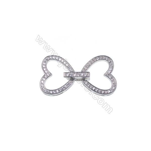 925 silver platinum plated heart shape spacer connector clasp for necklace bracelet making-841075 x 1pc 13x16mm