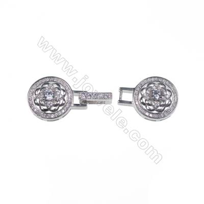 Round flower micro pave zircon stone 925 sterling silver connector clasp for necklace making-841126 x 1pc 14mm