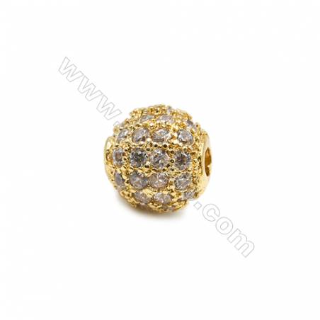 8mm  Brass beads (Gold  Rhodium  Rose Gold  Gun black) Plated  CZ Micropave Hole 2mm 20pcs/pack