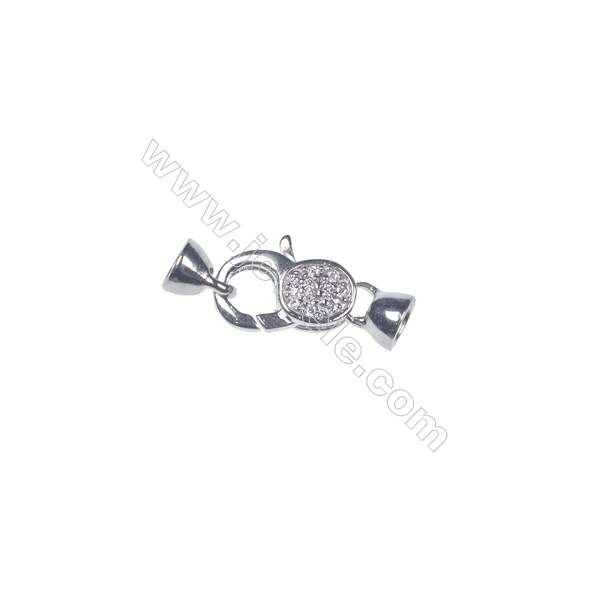 Zircon micro pave lobster clasp 925 sterling silver platinum plated connector clasp for jewelry making-83688  9x13mm x 1pc