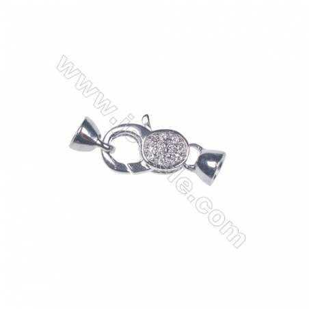 Zircon micro pave lobster clasp 925 sterling silver platinum plated connector clasp for jewelry making-83688  9x13mm x 1pc