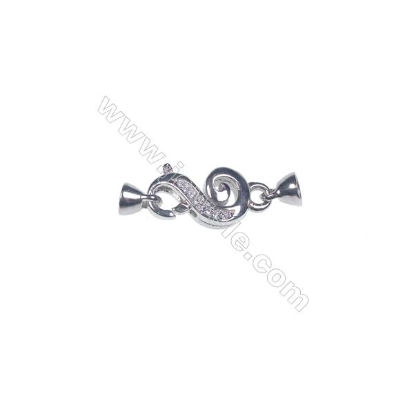 Genuine silver platinum plated musical note necklace connector clasp wholesale jewelry findings-83960 10x20mm x 1pc