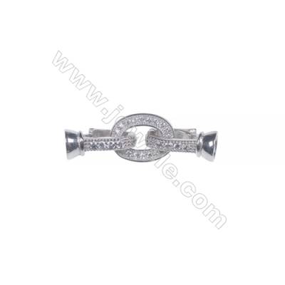 O-ring connector 925 sterling silver platinum plated CZ spring ring clasp jewelry making-841105 9x11mm x 1pc
