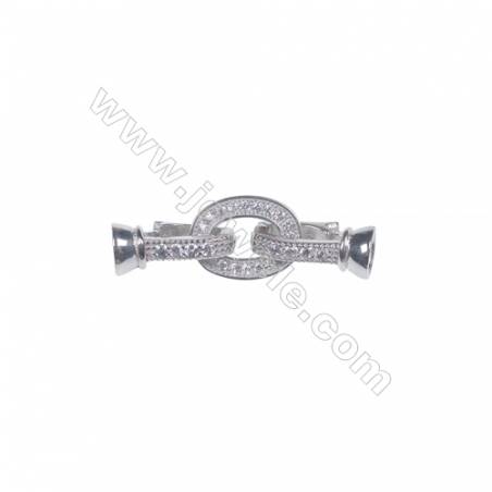 O-ring connector 925 sterling silver platinum plated CZ spring ring clasp jewelry making-841105 9x11mm x 1pc