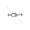 Sterling silver platinum plated lobster clasp with zircon micropave-841172  6x14mm x 1piec