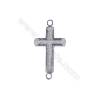 Zircon micro pave 925 sterling silver platinum plated cross pendant necklace connector-BS3002 14x29mm x 1pc