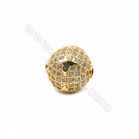 13mm  Brass beads (Gold  Rhodium  Rose Gold  Gun black) Plated  CZ Micropave Hole 2mm 10pcs/pack