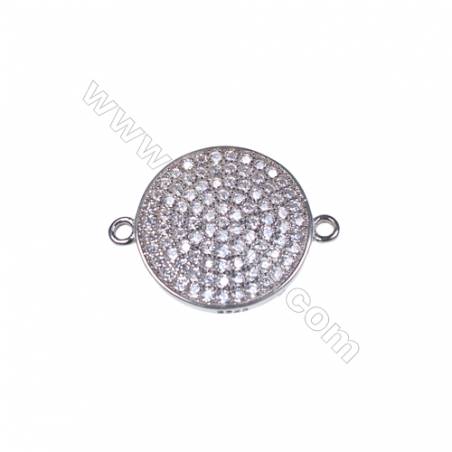 Fine jewelry accessories zircon pave sterling silver round connectors findings for jewelry making-BS6008  15mm