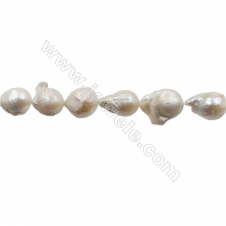 Perles de Keshi perlées nucléées renaître couleur naturelle blanche  Taille 11~13x14~21mm  trou 0.8mm x1fil 15~16"