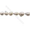 Natural Fresh Water Pearl Beads Strand White Stoned  Size 14~21x11~13mm  Hole 0.8mm  15~16"/strand