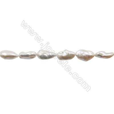 Natural Fresh Water Pearl  White  Size 14~16x11~14 mm  Hole 0.8mm  15~16"/strand